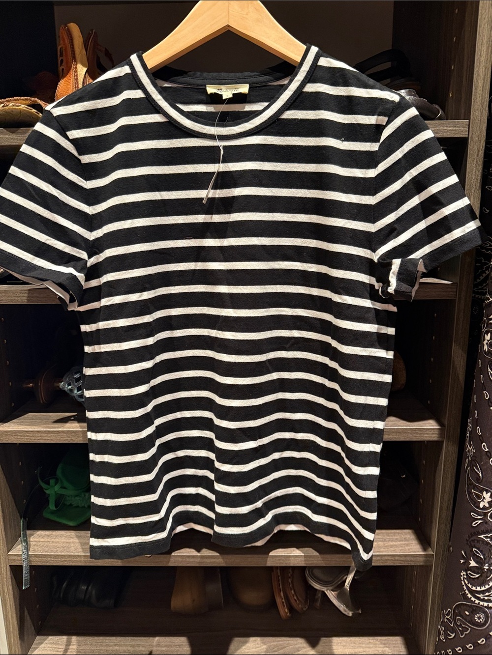 Women’s Madewell Black & White Striped Crewneck T-Shirt